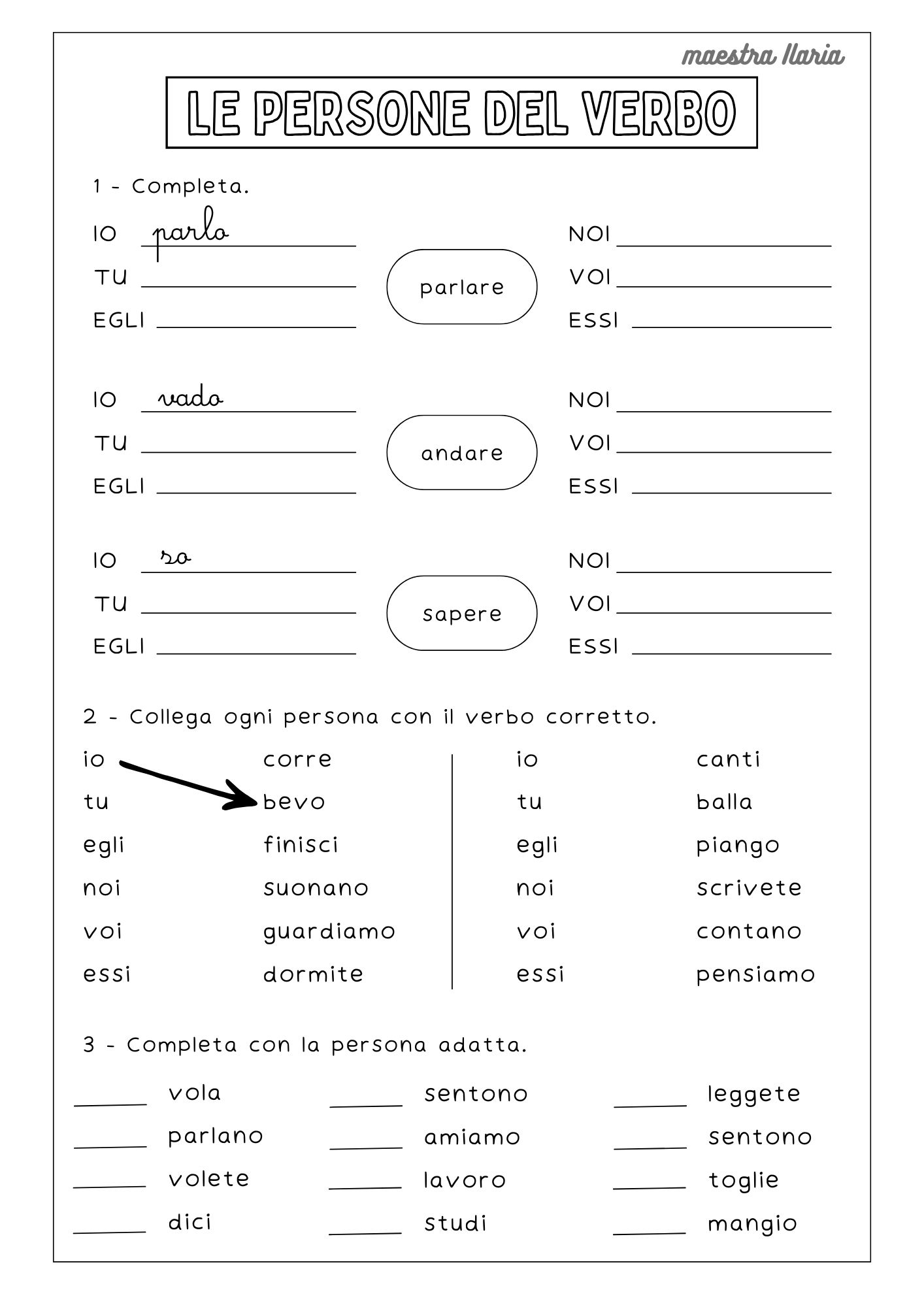 Il verbo in classe seconda - maestra Ilaria